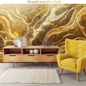 Matte gold marble wallpaper, Wall Mural, Removable, Self Adhesive (Peel&Stick), Non Self Adhesive(Vinyl), Wall Decor