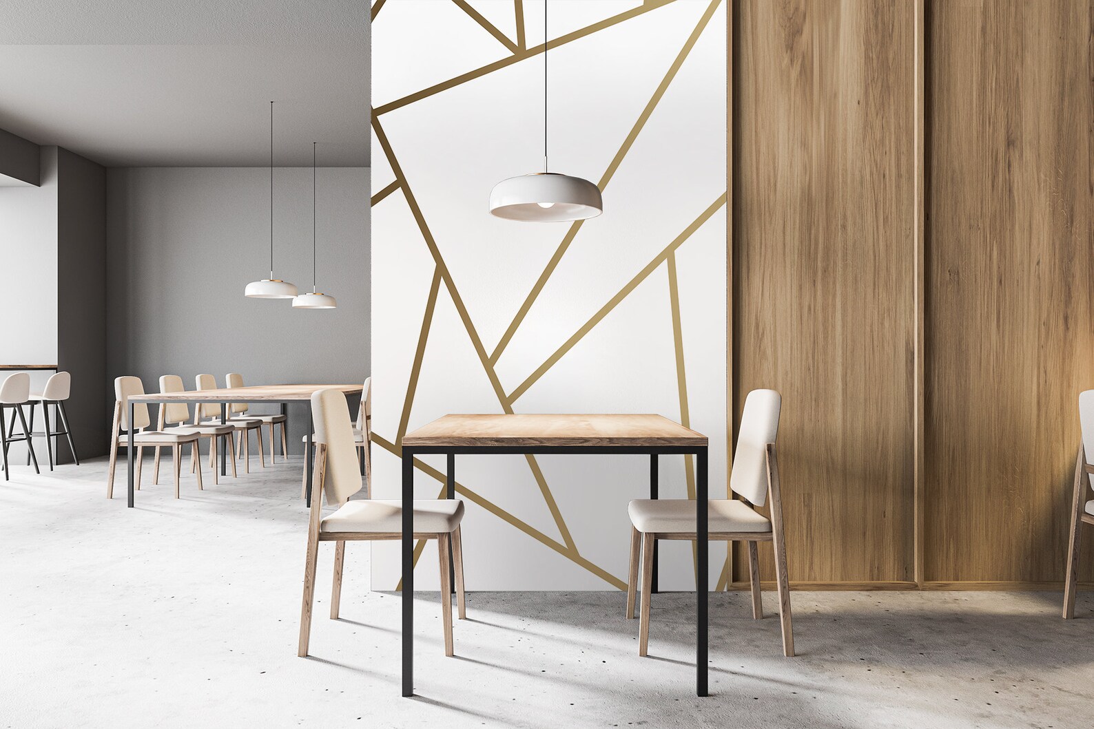 Modern White and Brown Matte Wallpaper Geometric Wall Mural - Etsy