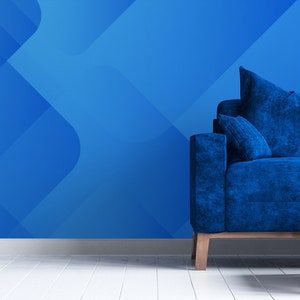 Abstract wallpaper with blue geometric pattern, Removable Wallpaper, Self Adhesive, Peel and Stick, Wall Decor