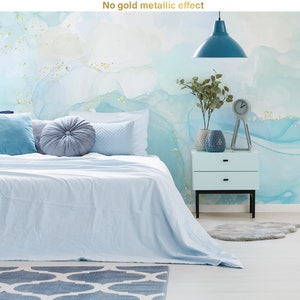 Watercolor blue elegant wallpaper, Wall Mural, Self Adhesive (Peel and Stick) or Non Self Adhesive (Vinyl/Traditional)