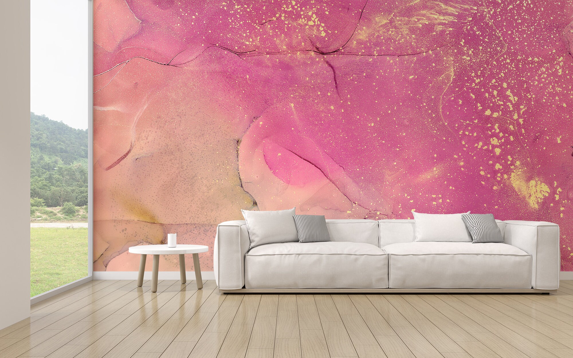 Pink Marble Wallpaper Wall Mural Removable Wallpaper Self Etsy