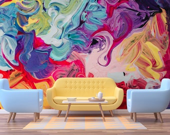 Papel pintado de arte moderno colorido, mural de pared, papel pintado removible, autoadhesivo, despegar y pegar, decoración de pared