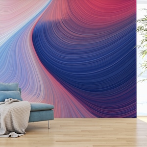 Abstract Geometric Wallpaper With Curved Lines, Wall Mural, Removable Wallpaper, Self Adhesive, Peel and Stick, Wall Decor