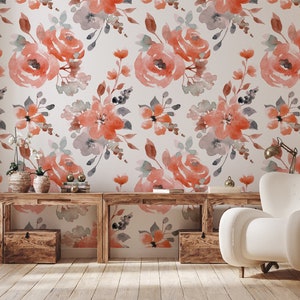 Watercolor floral wallpaper, Wall Mural, Removable, Self Adhesive (Peel and Stick), Non Self Adhesive (Vinyl), Wall Decor