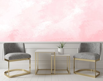 Pastel pink watercolor wallpaper, Removable Wallpaper, Self Adhesive, Peel and Stick, Wall Decor