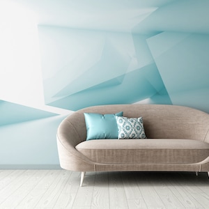 Carta da parati minimal bianca e blu con effetto 3d, murale da parete, carta da parati rimovibile, autoadesiva, stacca e incolla, decorazione da parete