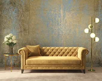 Papel de parede amarelo fosco com efeito grunge arranhado, não metálico, removível, autoadesivo, fácil de aplicar e remover, decoração de parede.