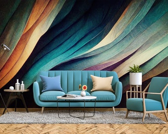 Papel pintado de líneas abstractas, mural de pared, papel pintado extraíble, autoadhesivo, despegar y pegar, decoración de pared