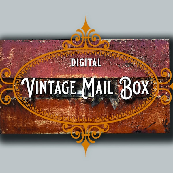 Vintage Mail Box, Printable, Dollhouse, Diorama, Mailbox, Grunge, Miniature, Rust Paper, Metal Backdrop, Decay, Rustic, Letter Box, Digital