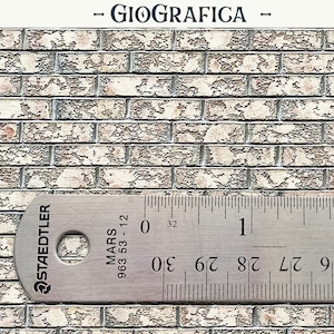Brick Veneer Wall, Printable Dollhouse Wall 1/12, Grey Brick Wall, Miniature Printable, Diorama, Room Box, Brick Wallpaper, 11x17&quot; Sheet