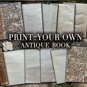 Marbled 1800 Book Printable Kit, Digital Book, Printable Book Cover, Antique Book Journal, Book Making Supplies, Minibook, Printable Album