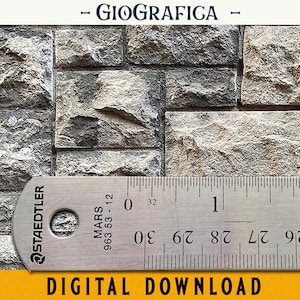 Dollhouse Printable Stone Wallpaper, 1:6 Scale, Dollhouse Wall, Miniature, Old Wall, Grey Stone Wallpaper, Seamless, DIGITAL DOWNLOAD, Rocks