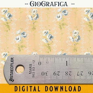 Floral Vintage Wallpaper, DIGITAL DOWNLOAD, Printable Wallpaper, Dollhouse Wallpaper, Liberty Paper, 1:12 Scale, Miniature Wallpaper,Vintage