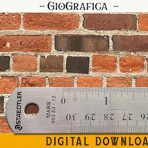 May include: A close-up of a brick wall texture with a ruler measuring 5 cm. The ruler is labelled "Staedtler Mars 963 53-12".