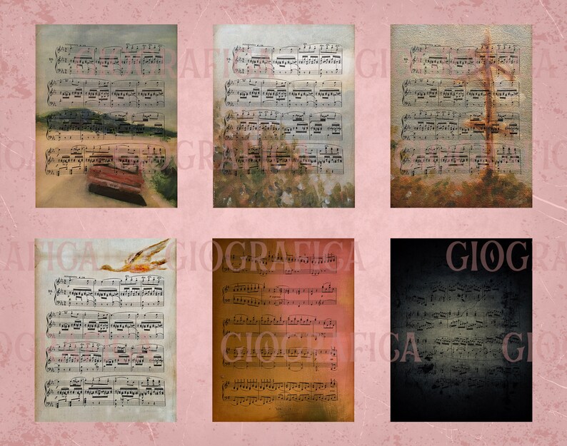 Distressed Paper Background Music Wrapping Paper Old Papers Painted Paper Vintage Paper Old Music Sheets Printable Scrapbook Paper