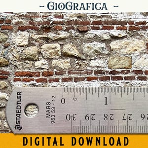 Medieval Castle Stone and Brick Wall, Dollhouse Wall 1/12, Brick Wall, Miniature Printable, Diorama, Room Box, Old Wall Paper, Bricks 1:12