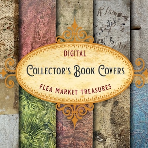 Copertine di libri da collezione, copertina del libro stampabile, texture di libri vintage, vecchie copertine stracciate, copertina del libro Junk Journal, carta Scrapbook, 9x6"