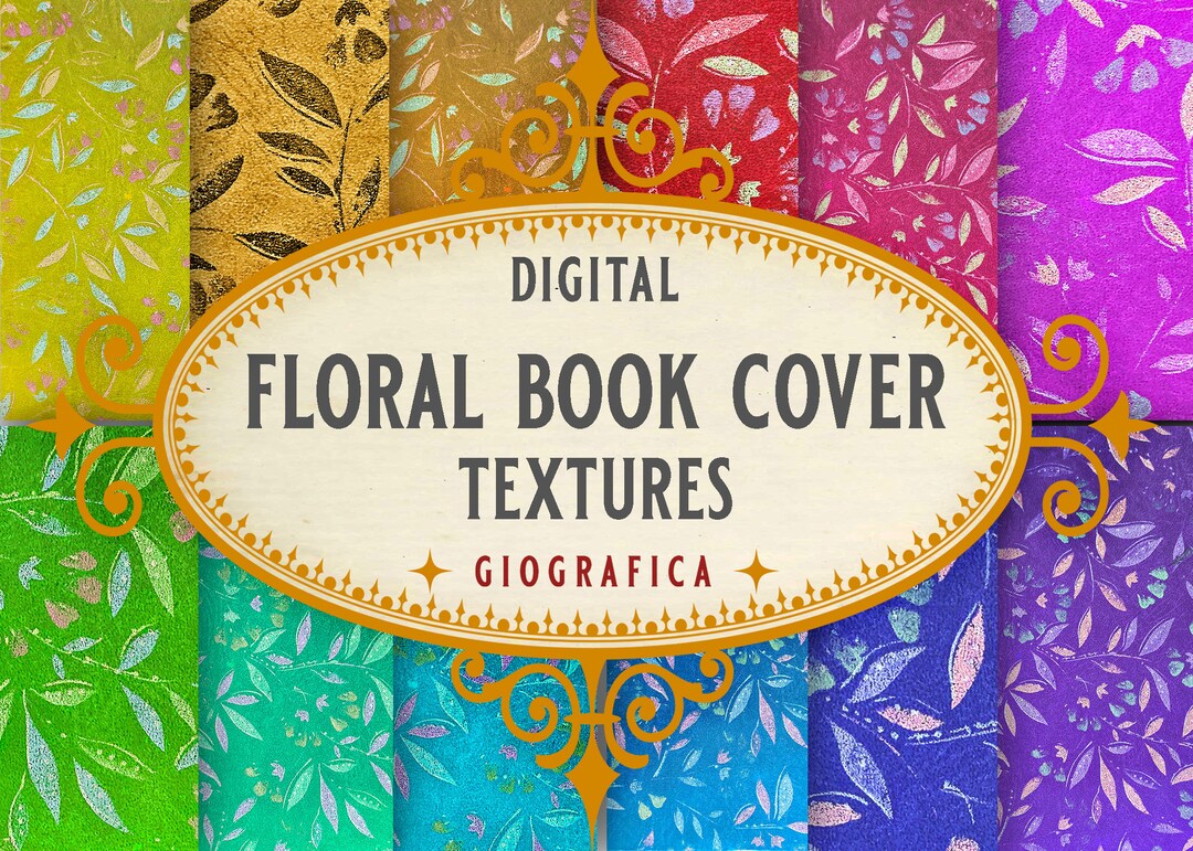 Floral Antique Book Cover Textures: Printable Papers (digital Download ...