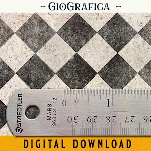 Black and Cream Checker Floor, Printable Dollhouse Floor 1:12, Diorama, Mosaic Digital, Miniature Wallpaper, Flooring Tiles, DIY Dollhouse