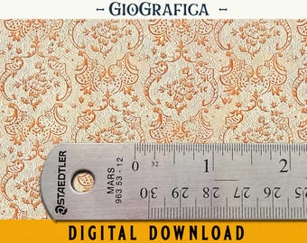Vintage Floral Wallpaper, Digital, Dollhouse Wallpaper, Distressed Wallpaper, 1:12 Scale Grunge Paper, Victorian Wallpaper, Antique Tapestry