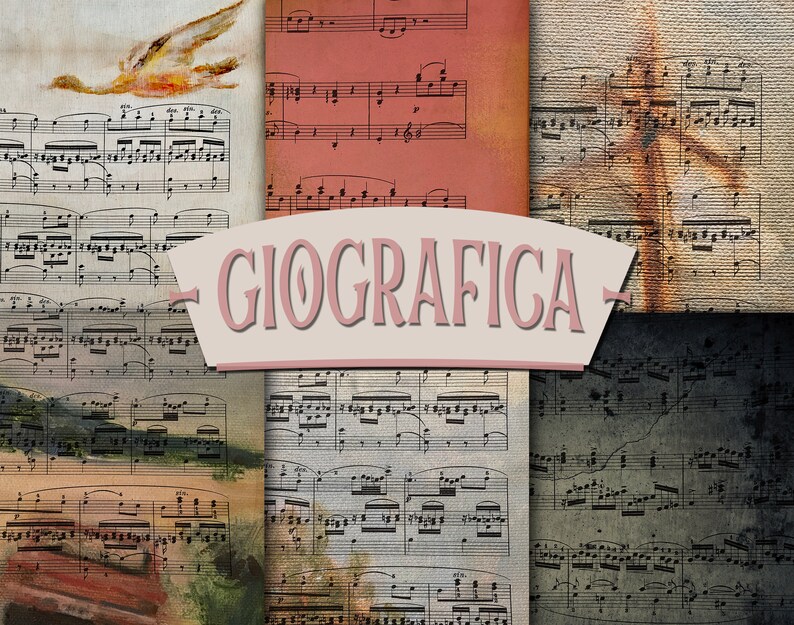 Distressed Paper Background Music Wrapping Paper Old Papers Painted Paper Vintage Paper Old Music Sheets Printable Scrapbook Paper