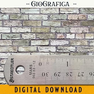 Pearly Brick Wall, Dollhouse Wall 1/12, Miniature Printable, Diorama, Brick Wallpaper, Old Wall Paper, Dollhouse Brick, Doll House,Miniature