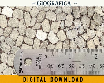 Cobblestone Paving Wallpaper: 1/12 Miniature Printable Flooring, DIY Dollhouse Floor, Grey Road, Old Street, Print and Glue, Seamless Stone