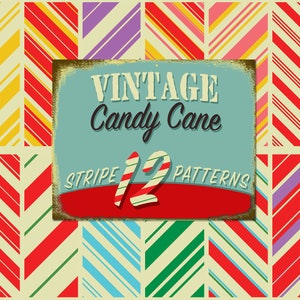 vintage Candy Cane Stripe Pattern, Téléchargement instantané, Christmas Candy Cane Printable, Winter Pattern, Candy Cane Digital, Scrapbook Paper