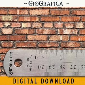 Dollhouse Wall 1/12, Red Brick Wall, Miniature Printable, Diorama, Room Box, 8x11&quot;, 11x17 sheet, Dollhouse Wall, Dollhouse Brick, Brick 1:12