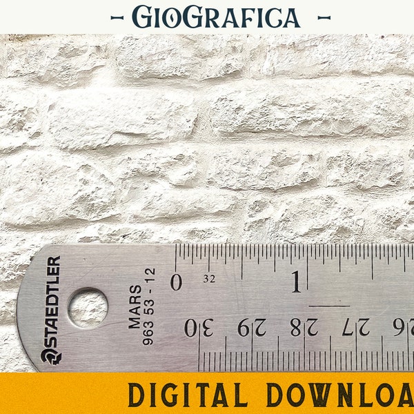 Whitewashed Old Wall, Printable Dollhouse Wallpaper, Rustic Stone Paper, Miniature, Diorama, DIGITAL DOWNLOAD, White Stone Wall, 1:12 Scale