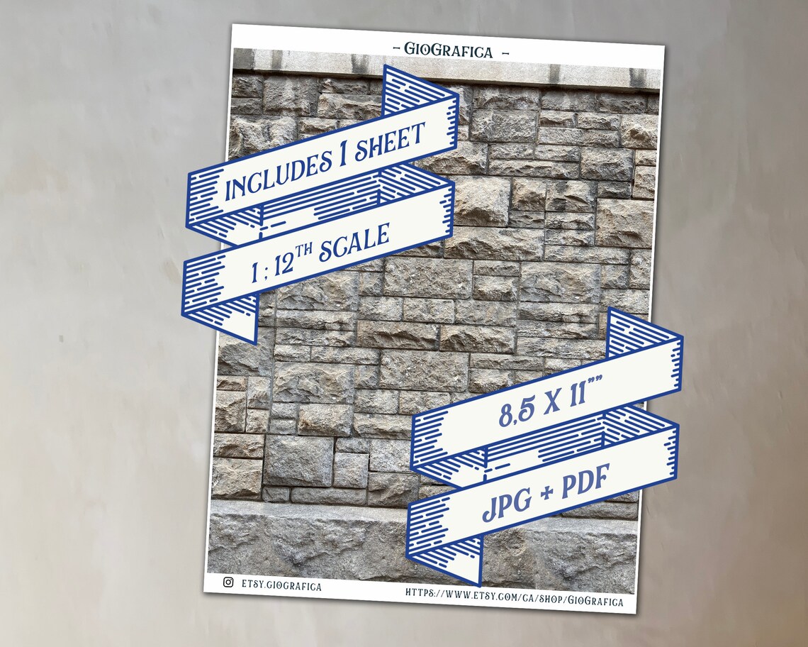 Dollhouse Printable Stone Wallpaper 1/12 Dollhouse Wall - Etsy