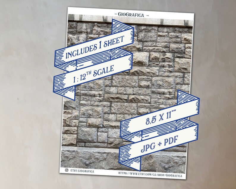 Dollhouse Printable Stone Wallpaper 1/12 Dollhouse Wall - Etsy