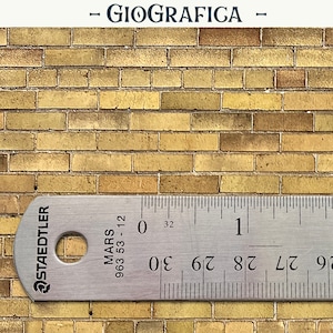 Yellow Brick Wall, Printable Dollhouse Wall, Brick Wall, Miniature Wallpaper, Diorama, Room Box, Old Wall Paper, Bricks 1:12, Dolls House