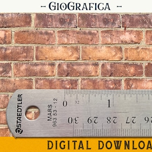 Dollhouse Wall 1/6, Red Brick Wall, Miniature Printable, Diorama, Room Box, 8x11&quot;, 11x17 sheet, Dollhouse Brick Wall Paper, DIGITAL DOWNLOAD