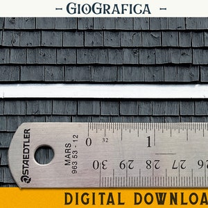 Charcoal Cedar Roof Shingles, Printable  Dollhouse Wallpaper, Miniature Wallpaper, Black Siding Printable, Exterior Wood Siding Wallpaper