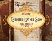 Embossed Leather Antique Book Kit Book Cover Printable Book - Etsy