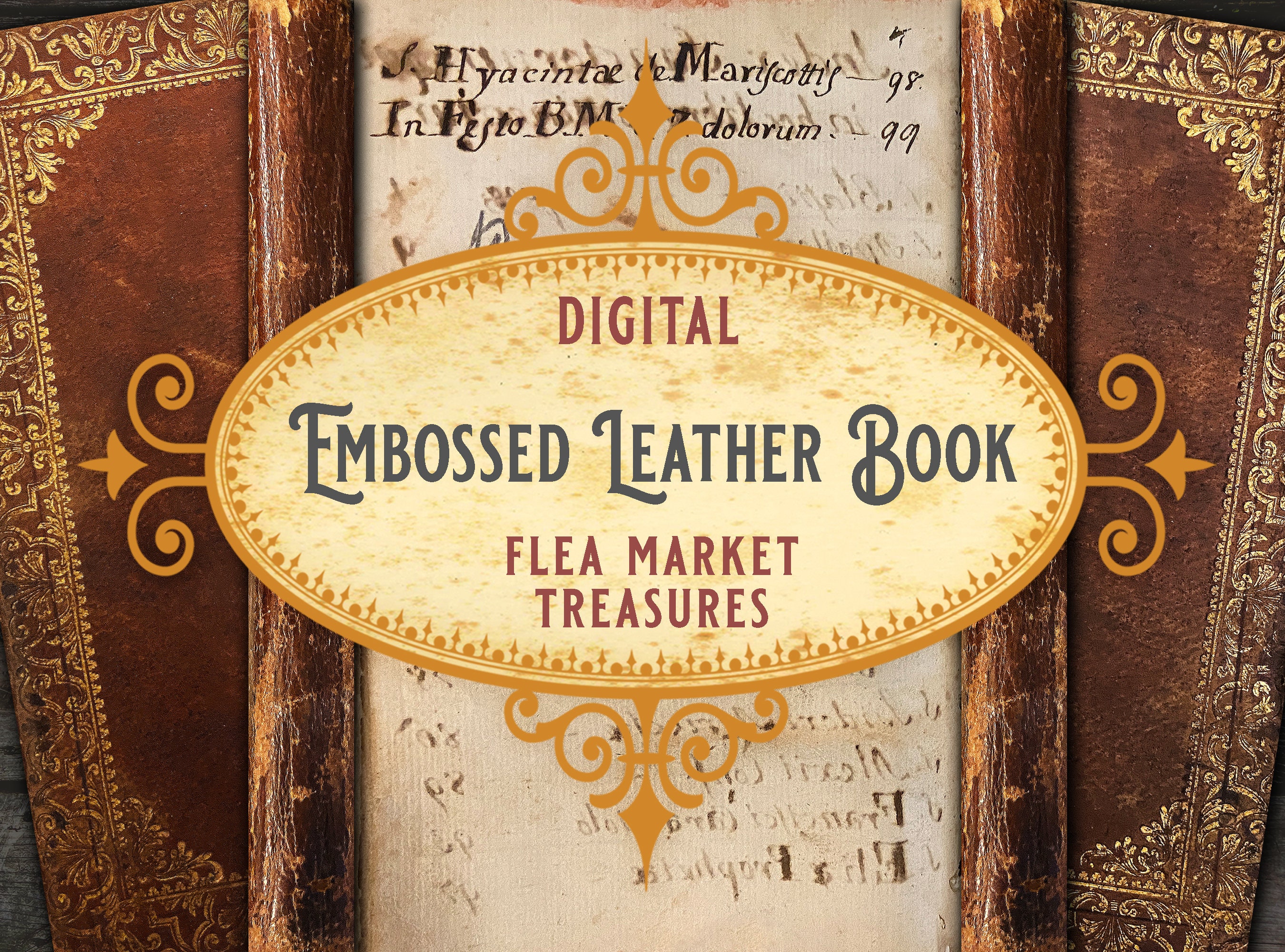 Embossed Leather Antique Book Kit Book Cover Printable Book Etsy