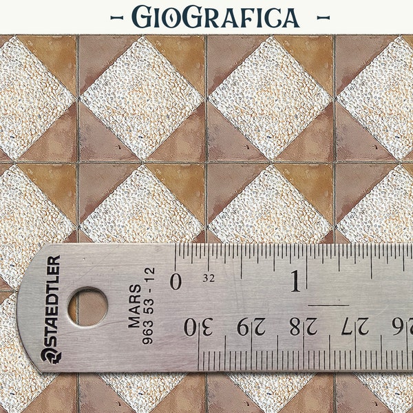 Checker Terracotta Cotto Floor, Printable Dollhouse Floor 1/12, DIGITAL DOWNLOAD, Antique Mosaic Digital, Grunge Floor Miniature Wallpaper