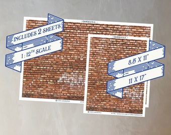 Texture Del Muro Di Mattoni Rossi Della Casa Delle Bambole: Miniatura In Scala 1/12 Stampabile (download Digitale) - Italia - Foto 5