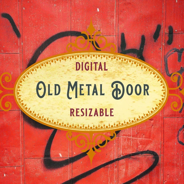 Old Metal Door, Printable, Dollhouse, Diorama, Grunge, Miniature, Rust Paper, Metal Backdrop, Urbex, Rustic Door, Vintage Graffiti, Red Door