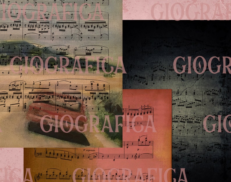 Distressed Paper Background Music Wrapping Paper Old Papers Painted Paper Vintage Paper Old Music Sheets Printable Scrapbook Paper