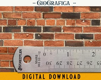 May include: A close-up of a brick wall texture with a ruler measuring 2 inches. The ruler is silver with black markings and the text "STAEDTLER", "MARS", and "963 53-12" printed on it. The text "DIGITAL DOWNLOAD" is printed in yellow below the ruler.