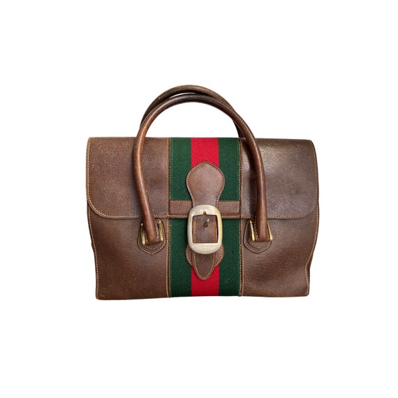 Gucci Striped Buckle Doctor Bag Authentic Designe… - image 1