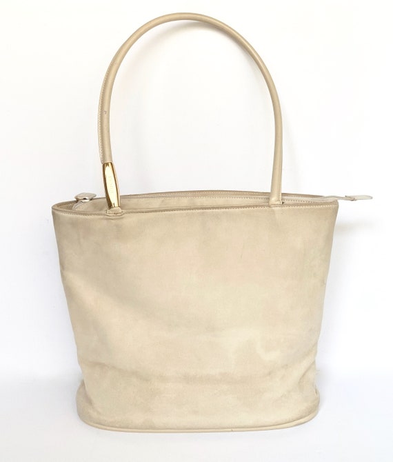 Gucci White Suede Bucket Bag