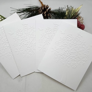 Embossed Snowflake Tree Christmas Cards: Holiday Note Card Set chr060