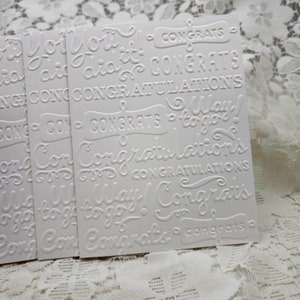 Embossed Congratulations Note Card Set: Handmade Blank White Cards con001