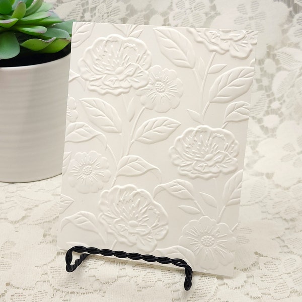 Embossed Bold Blooms Card Front, 3D Embossed Card Topper, Background Sheet, Card Making, Scrapbooking, White card stock card stock. ct059