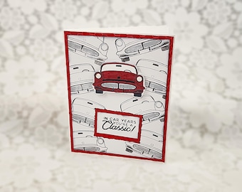 Handmade Classic Red Car Birthday Card: Embossed Design hb024