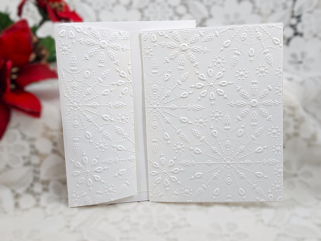 Snowflake 3D Embossed Christmas Note Card Set: Blank Holiday Cards (A2 ...