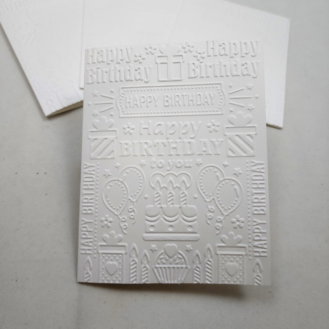 Handmade Embossed Happy Birthday Card Set: White, Set of 6 Hb012 - Etsy